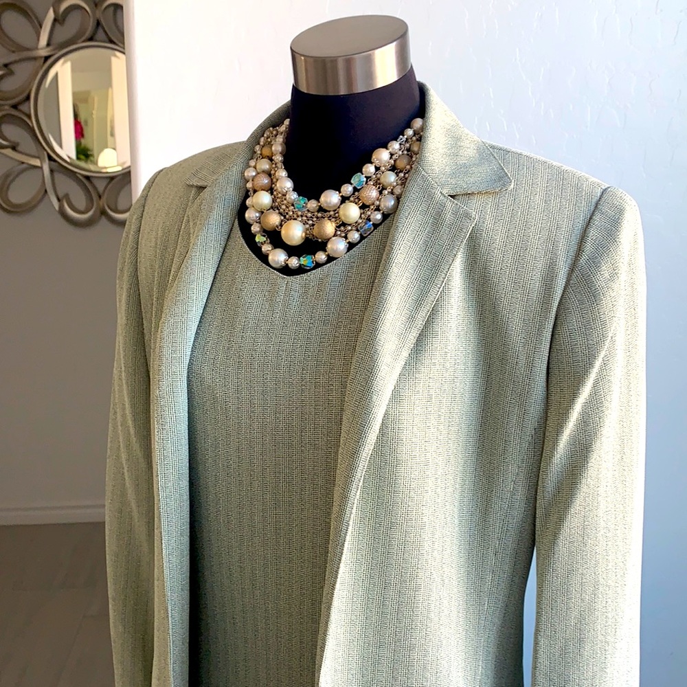 Adolfo Green Midi Dress with Blazer